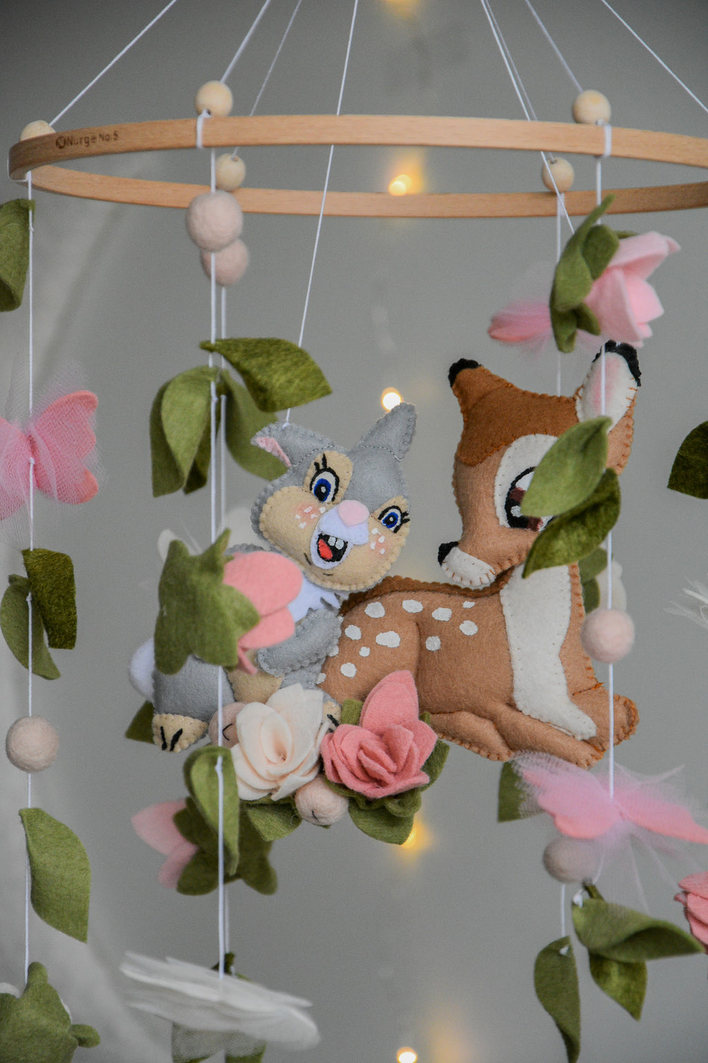 Bambi and Thumper Woodland  Baby Crib Mobile - Forest Floral Themed Nursery Decor
