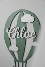 Personalized Hot Air Balloon Wooden Name Sign for Nursery - Minidreams Decor