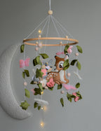 Bambi and Thumper Woodland  Baby Crib Mobile - Forest Floral Themed Nursery Decor