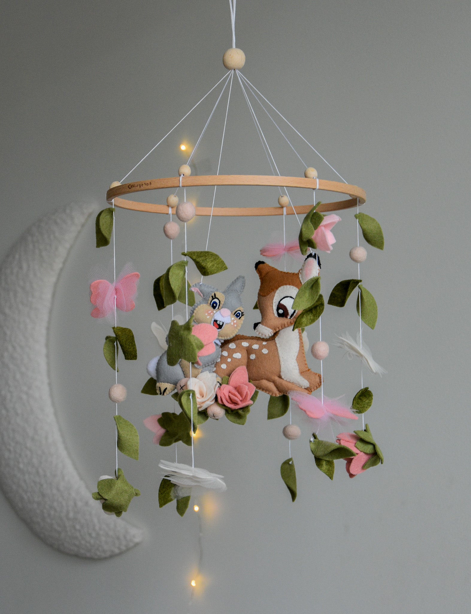 Bambi and Thumper Woodland  Baby Crib Mobile - Forest Floral Themed Nursery Decor