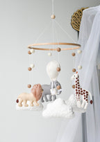 Safari-Themed Boucle handmade Baby crib Mobile - Minidreams Decor