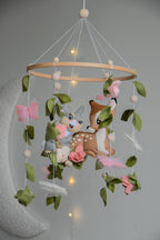 Bambi and Thumper Woodland  Baby Crib Mobile - Forest Floral Themed Nursery Decor