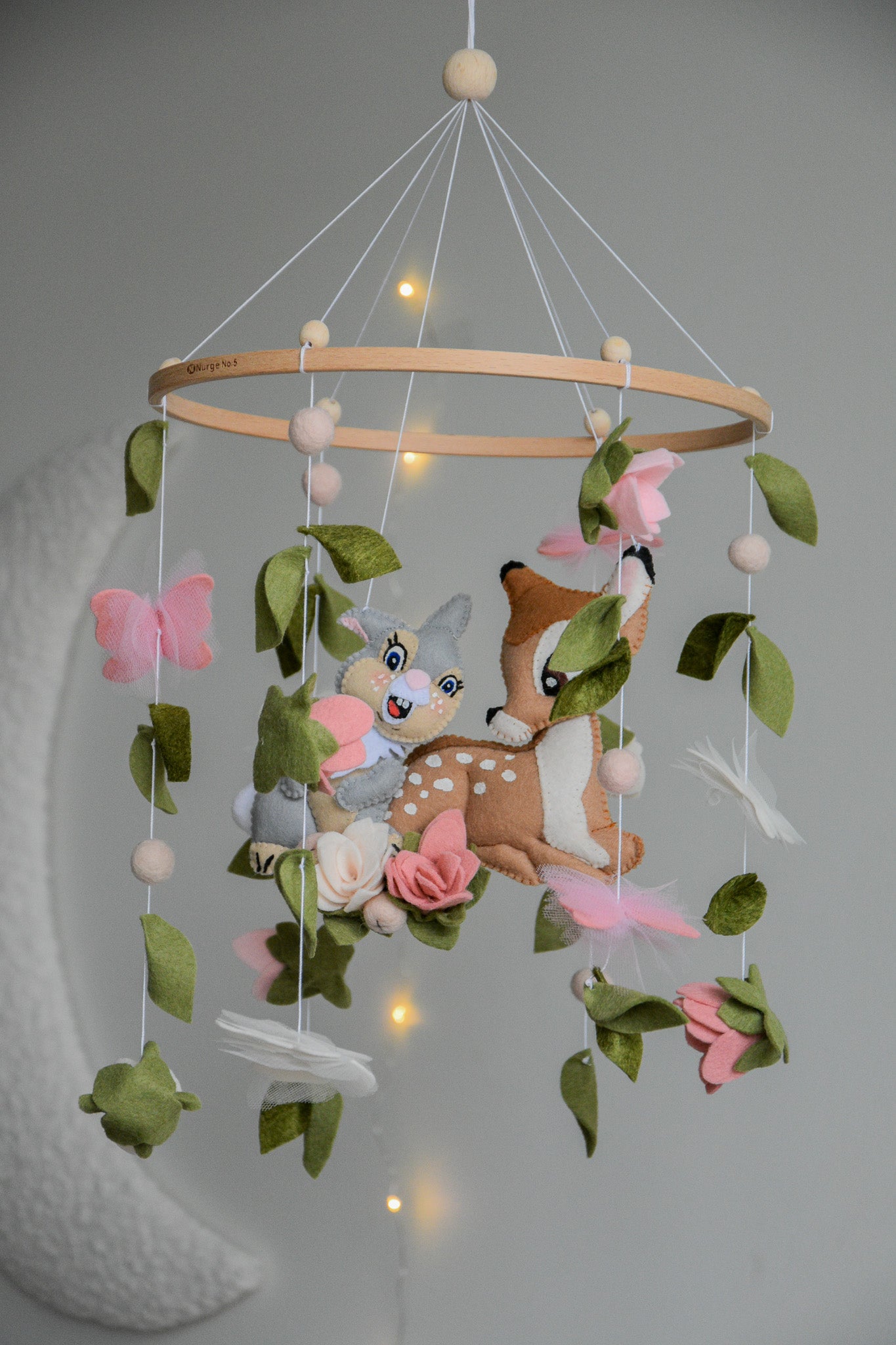 Bambi and Thumper Woodland  Baby Crib Mobile - Forest Floral Themed Nursery Decor