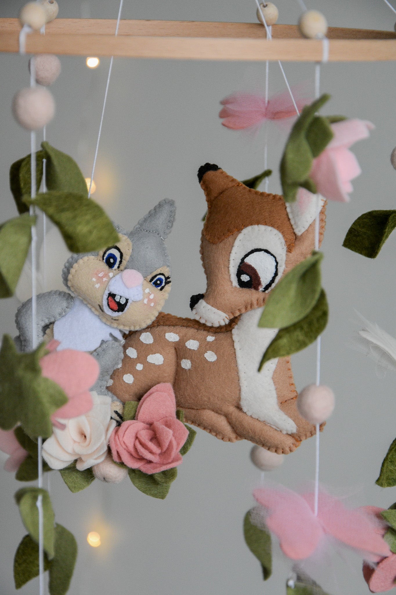 Bambi and Thumper Woodland  Baby Crib Mobile - Forest Floral Themed Nursery Decor