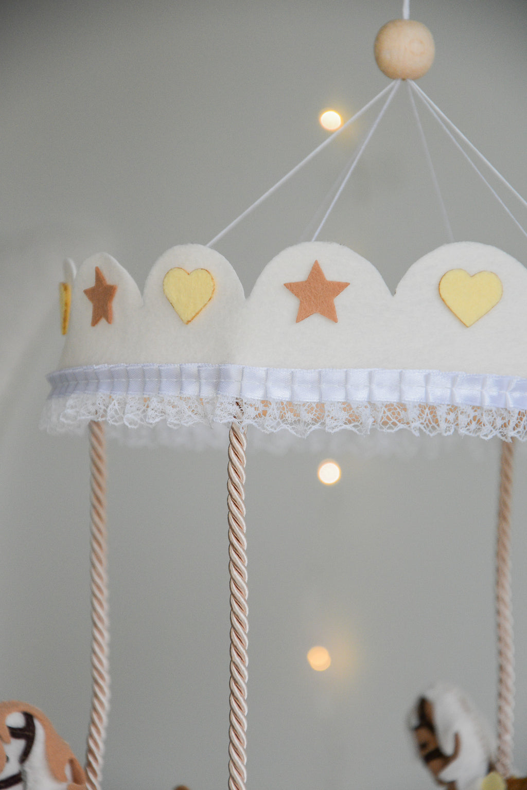 Vintage Horse Carousel Baby Mobile – Handmade Felt Crib Mobile
