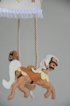 Vintage Horse Carousel Baby Mobile – Handmade Felt Crib Mobile