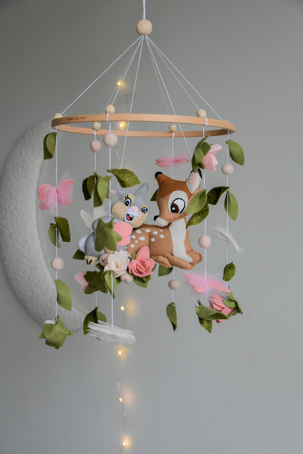 Bambi and Thumper Woodland  Baby Crib Mobile - Forest Floral Themed Nursery Decor