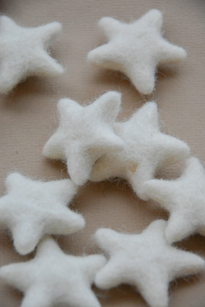 35mm 100% Wool Felt Stars - Set of 10 pcs -  93 different colors