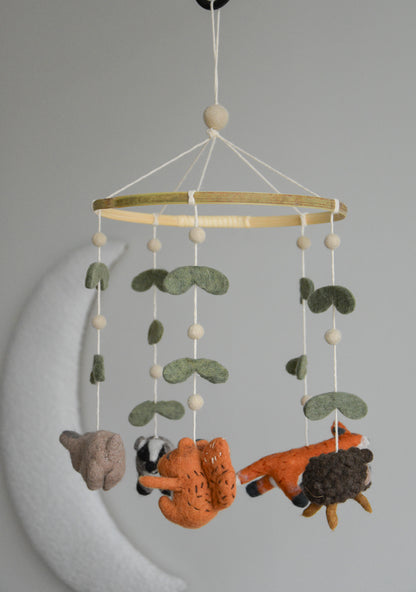 Felted woodland animals mobile