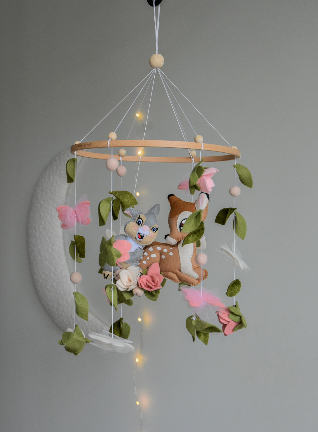 Bambi and Thumper Woodland  Baby Crib Mobile - Forest Floral Themed Nursery Decor