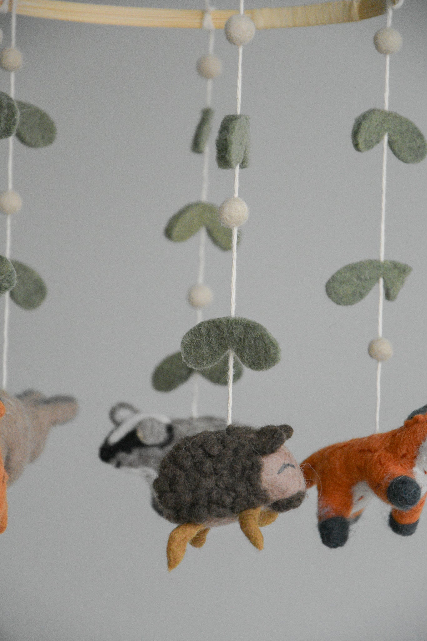 Felted woodland animals mobile