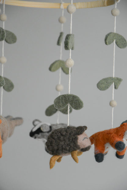 Felted woodland animals mobile