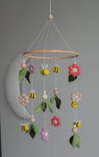 Floral-Themed Bees & Flowers Baby crib Mobile - Minidreams Decor