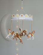 Vintage Horse Carousel Baby Mobile – Handmade Felt Crib Mobile