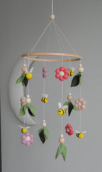 Floral-Themed Bees & Flowers Baby crib Mobile - Minidreams Decor