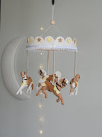 Vintage Horse Carousel Baby Mobile – Handmade Felt Crib Mobile