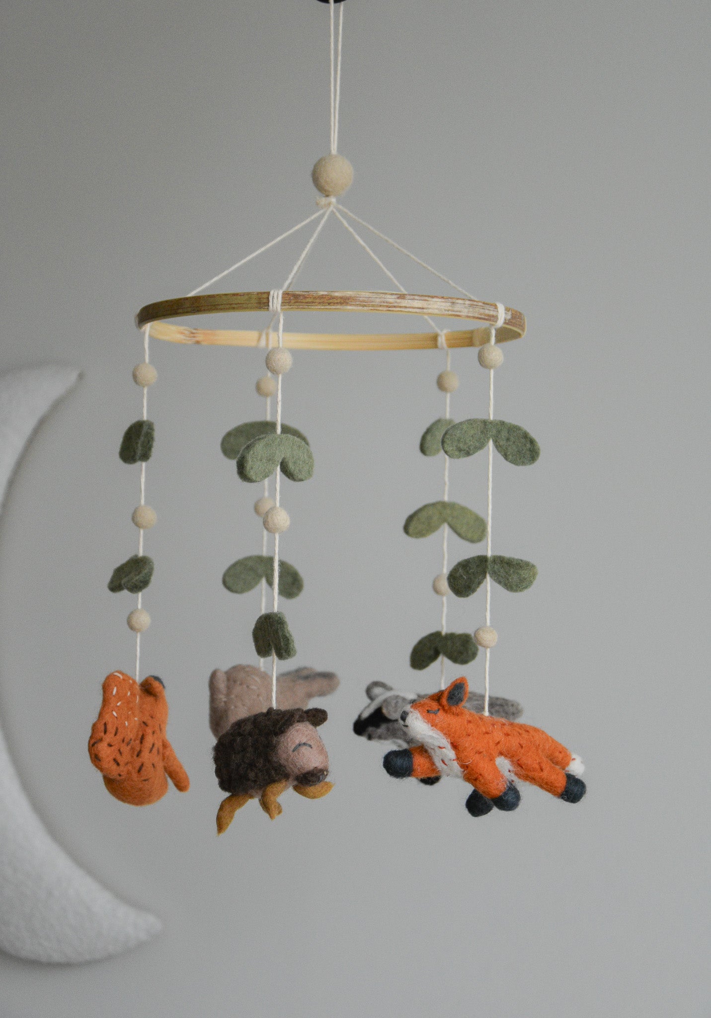 Felted woodland animals mobile