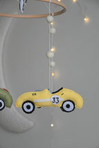 Handmade old school racing cars baby mobile, Neutral nursery mobile, Retro racing baby crib mobile - Minidreams Decor