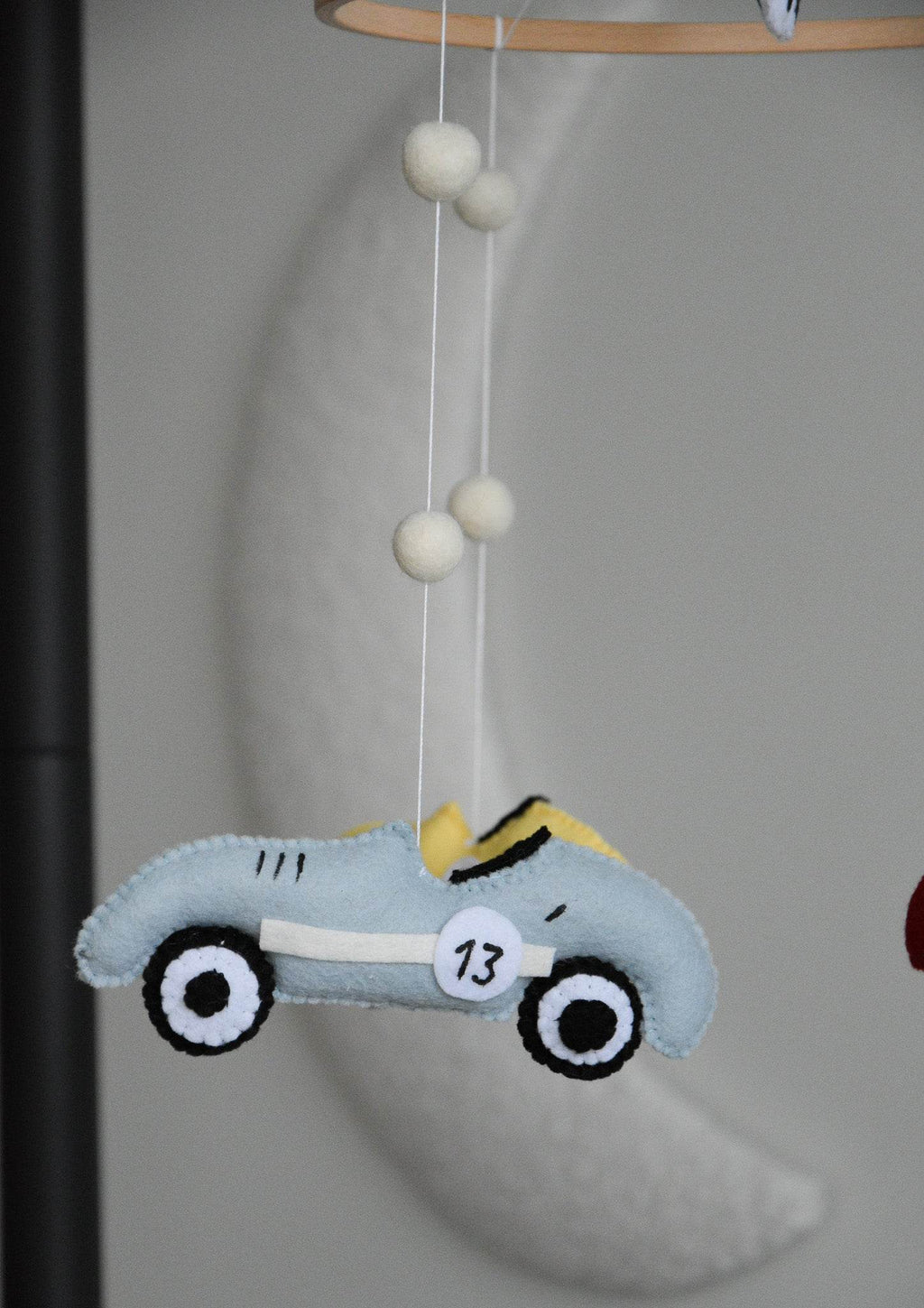Handmade old school racing cars baby mobile, Neutral nursery mobile, Retro racing baby crib mobile - Minidreams Decor