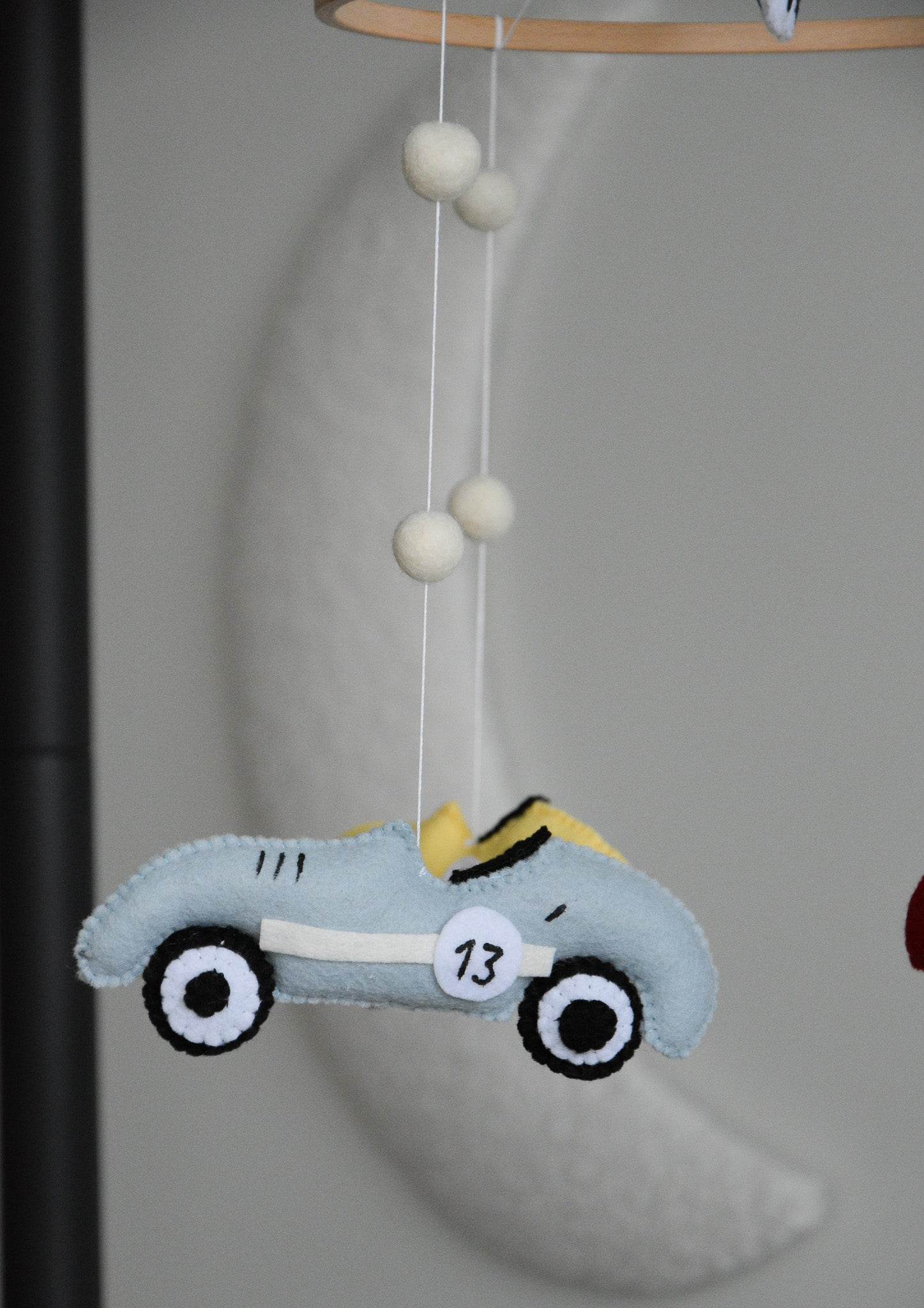 Handmade old school racing cars baby mobile, Neutral nursery mobile, Retro racing baby crib mobile - Minidreams Decor