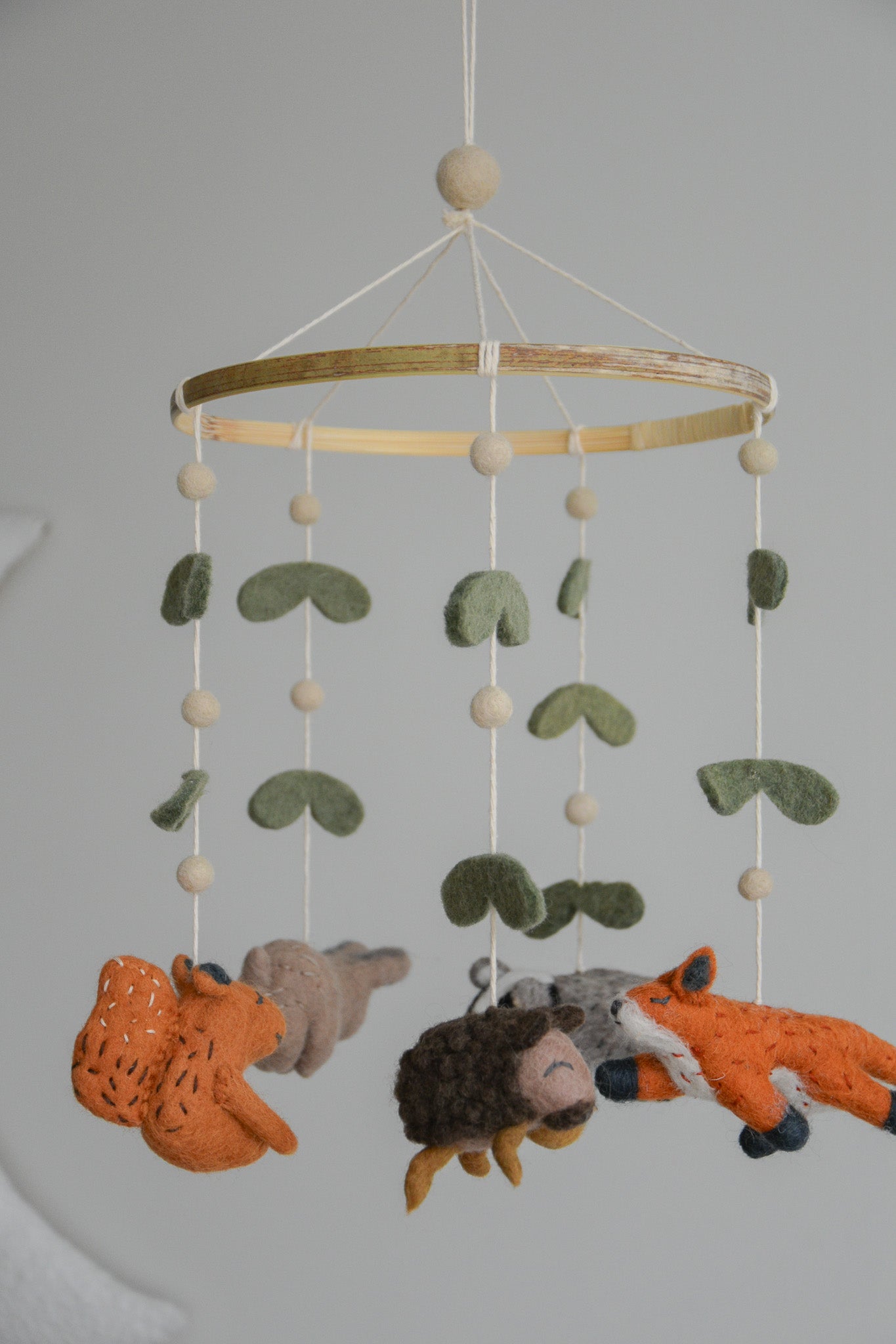 Felted woodland animals mobile