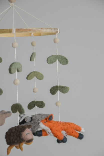 Felted woodland animals mobile