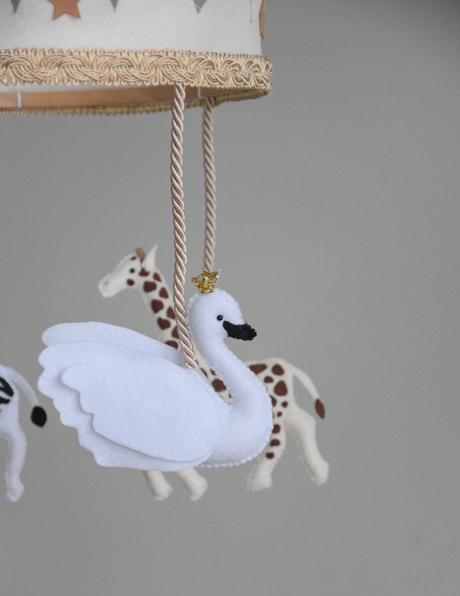 Vintage Safari Carousel Baby Mobile – Handmade Felt Crib Mobile