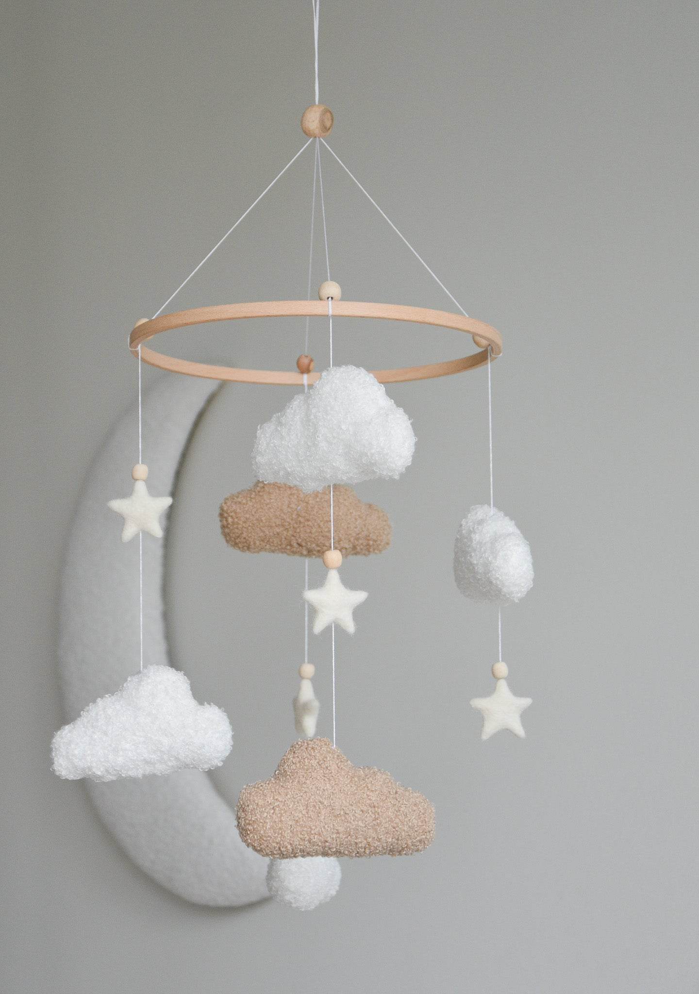 Boucle handmade clouds baby mobile - Minidreams Decor