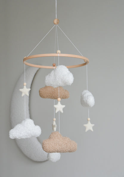 Boucle handmade clouds baby mobile