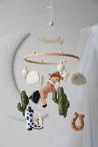 Wild West cowboy ranch themed handmade felt baby mobile - Minidreams Decor