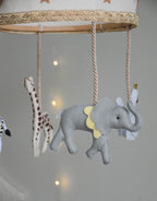Vintage Safari Carousel Baby Mobile – Handmade Felt Crib Mobile
