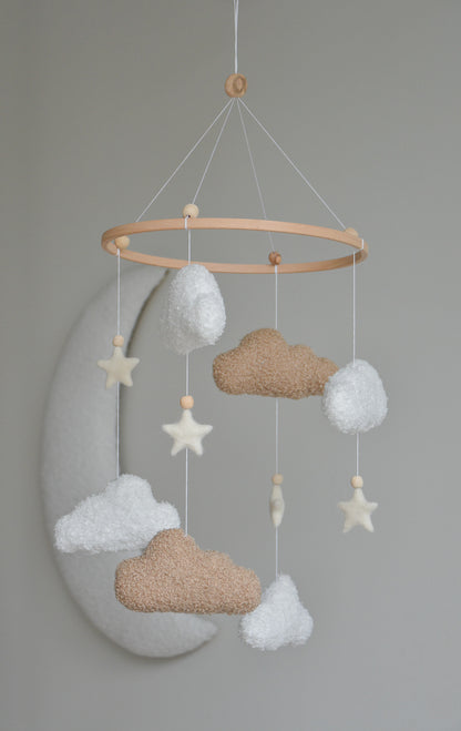 Boucle handmade clouds baby mobile