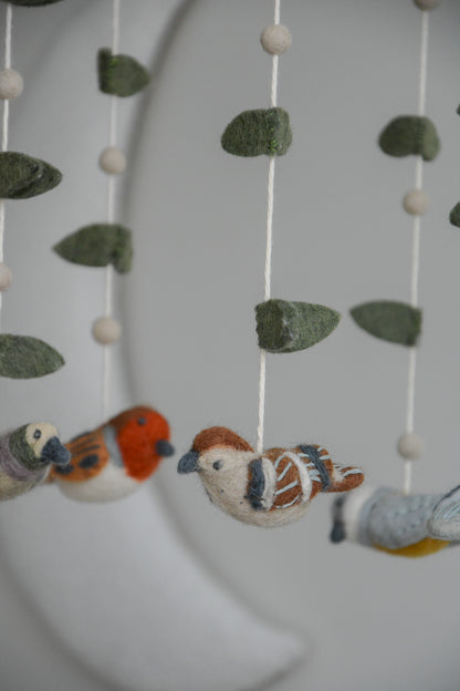 Felted woodland birds mobile