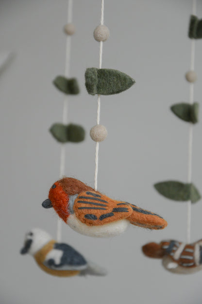 Felted woodland birds mobile