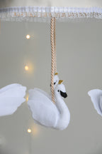 Vintage Swans Carousel Baby Mobile – Handmade Felt Crib Mobile