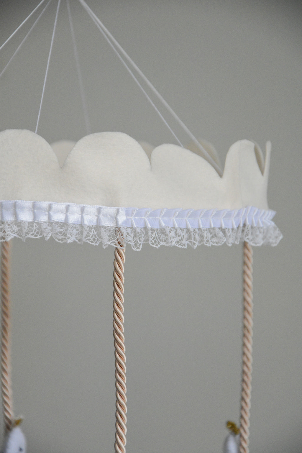 Vintage Swans Carousel Baby Mobile – Handmade Felt Crib Mobile
