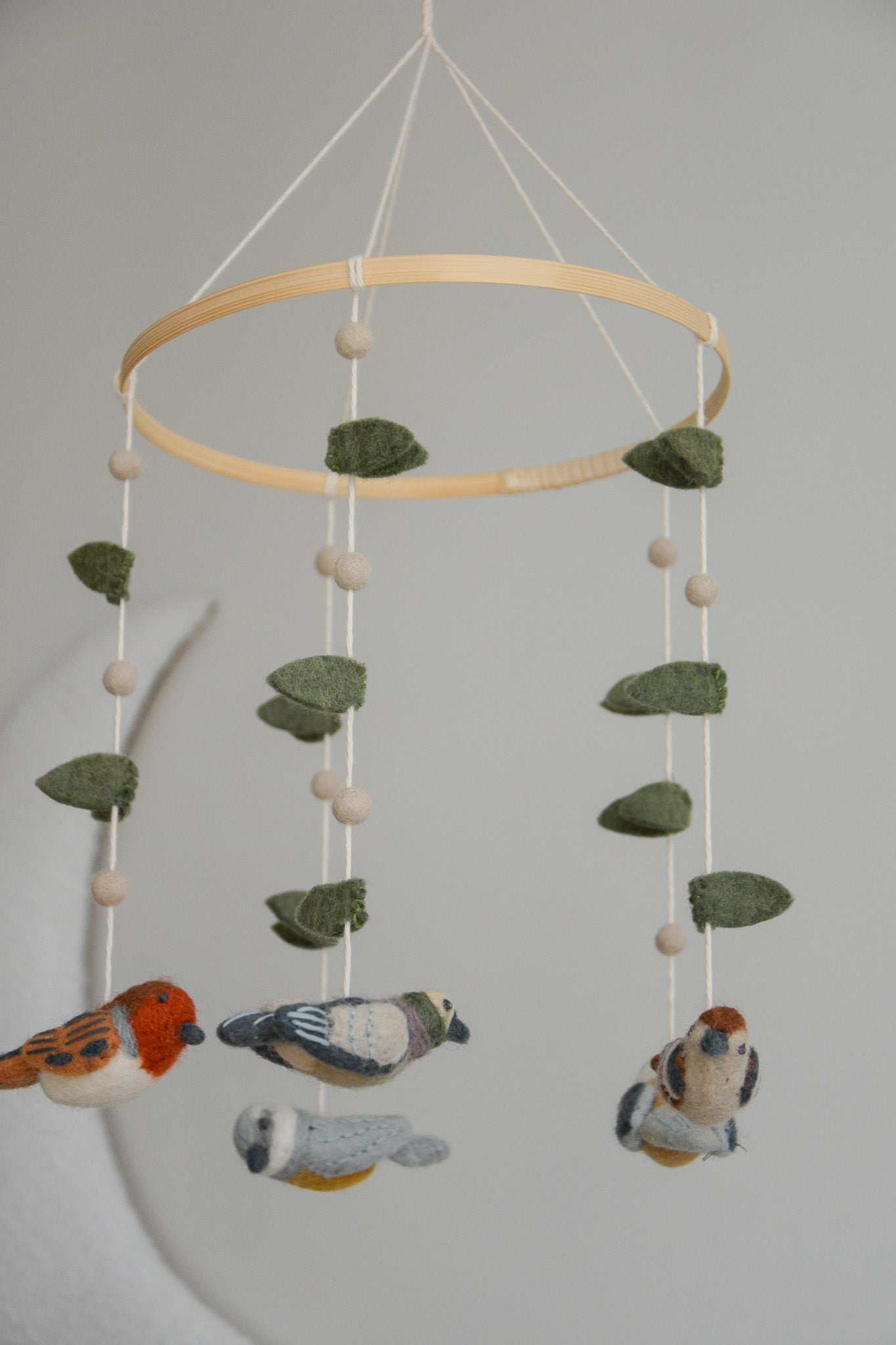 Felted woodland birds mobile