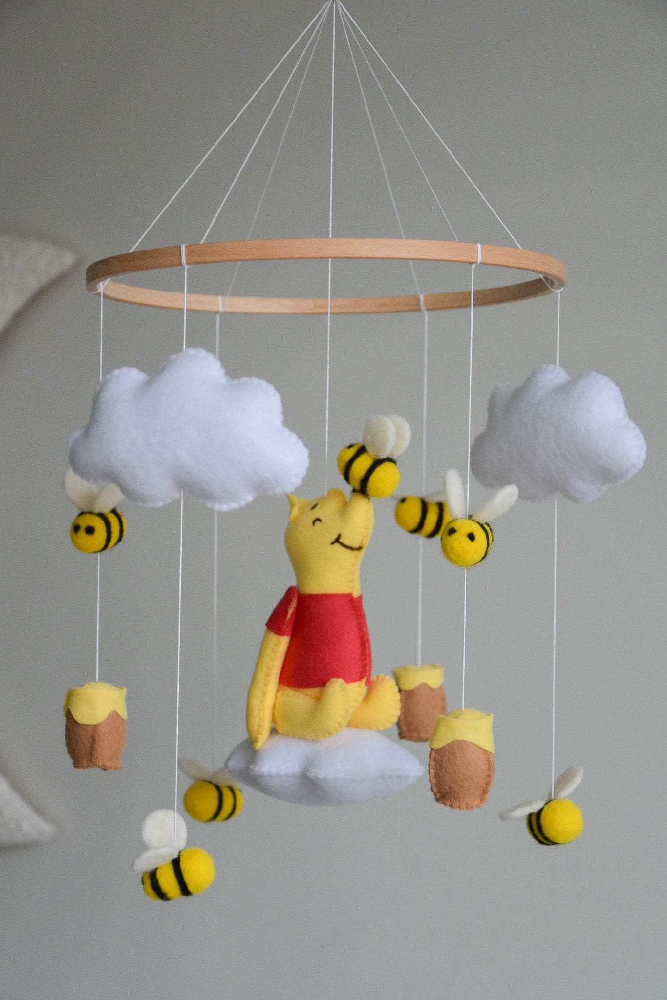 Winnie the Pooh-Themed Floral Baby crib Mobile - Minidreams Decor