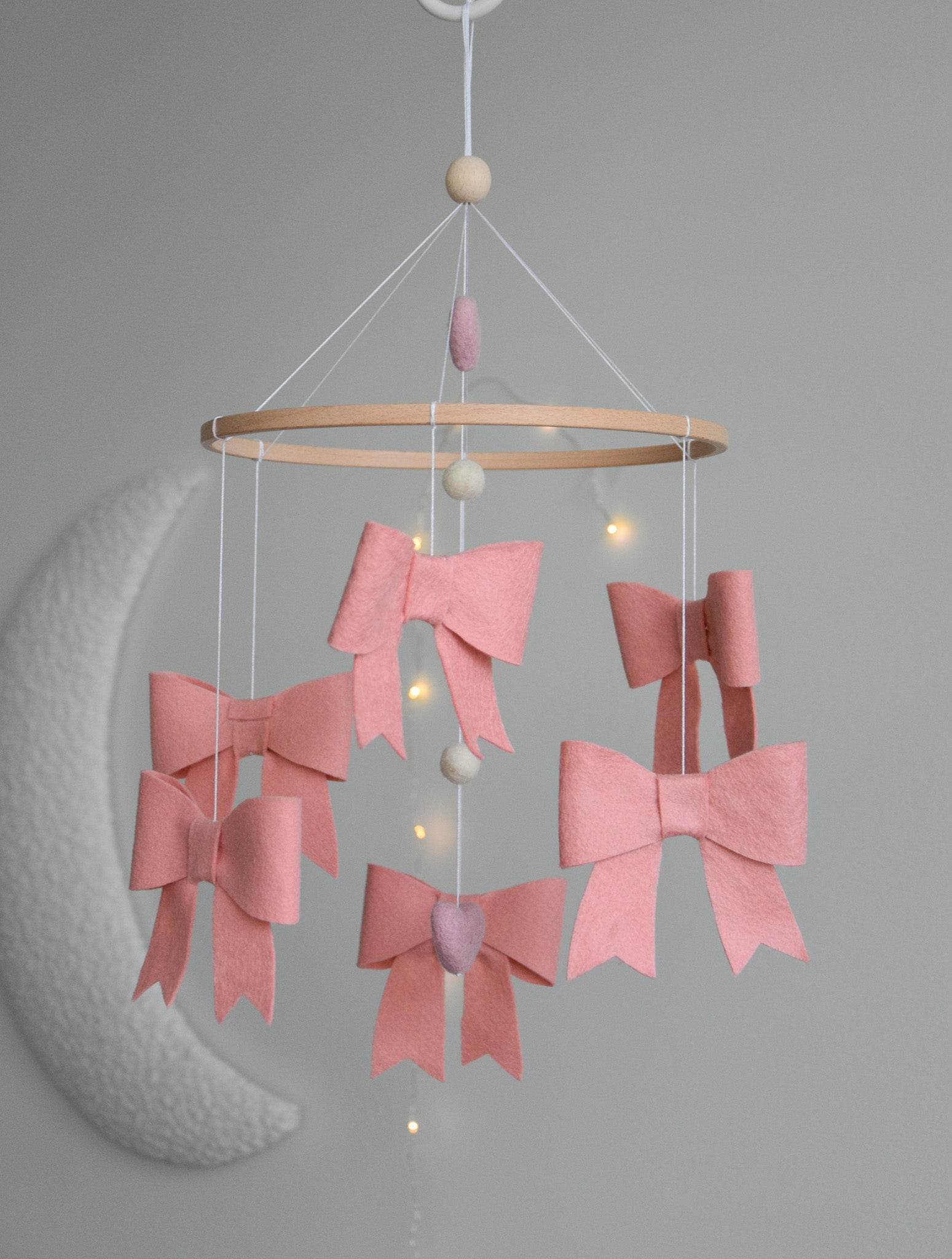 Pink bows girl Baby crib Mobile - Minidreams Decor
