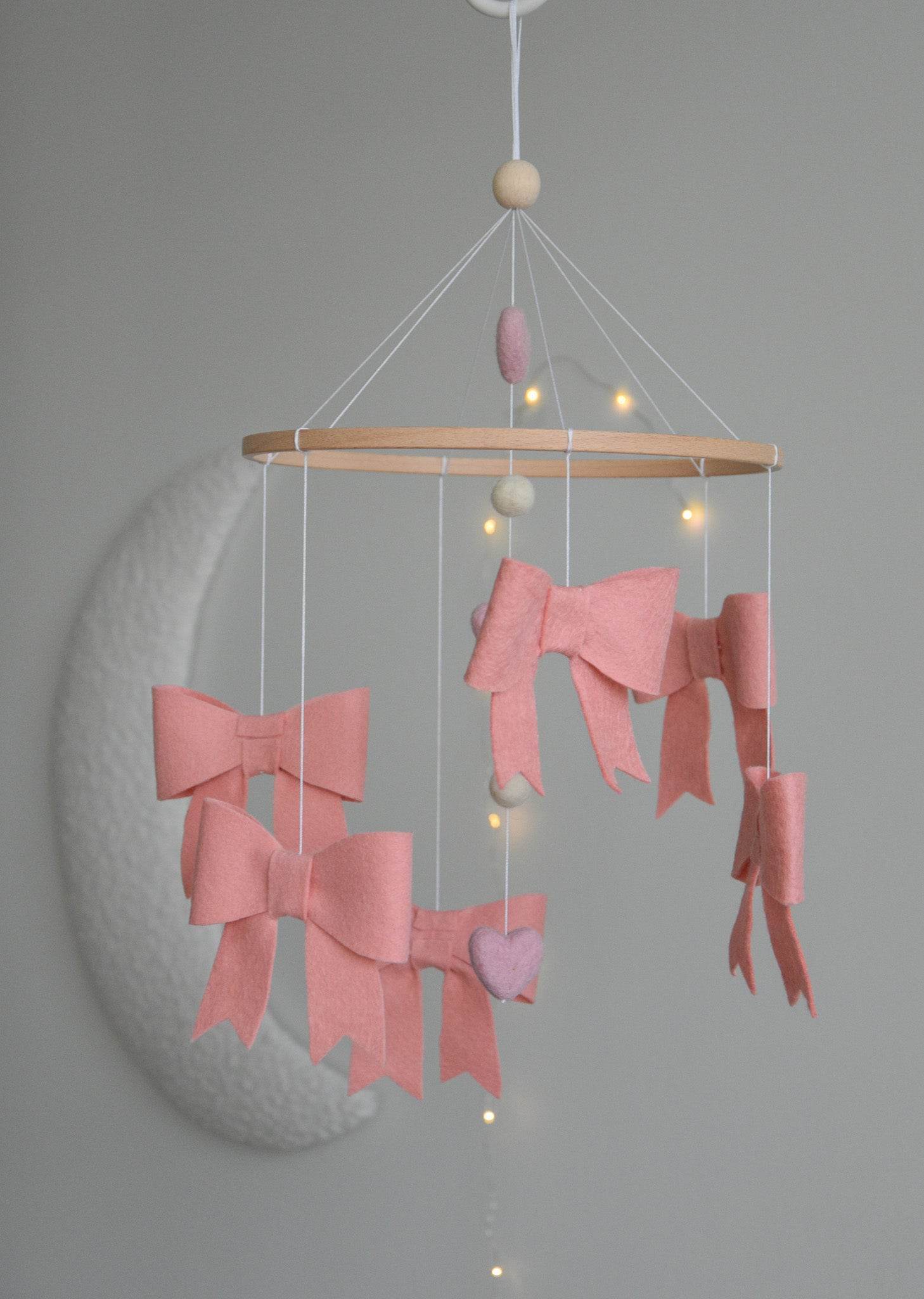 Pink bows girl Baby crib Mobile - Minidreams Decor