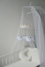 Vintage Swans Carousel Baby Mobile – Handmade Felt Crib Mobile