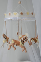 Vintage Horse Carousel Baby Mobile – Handmade Felt Crib Mobile
