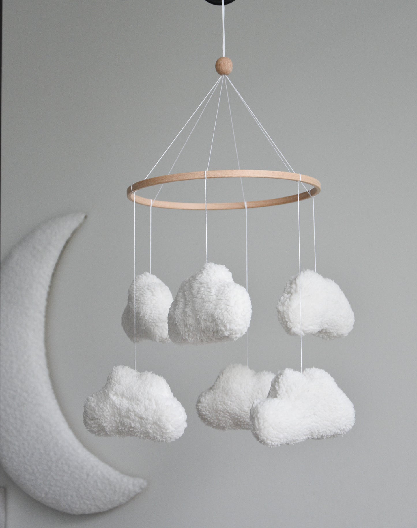 Teddy handmade clouds baby mobile