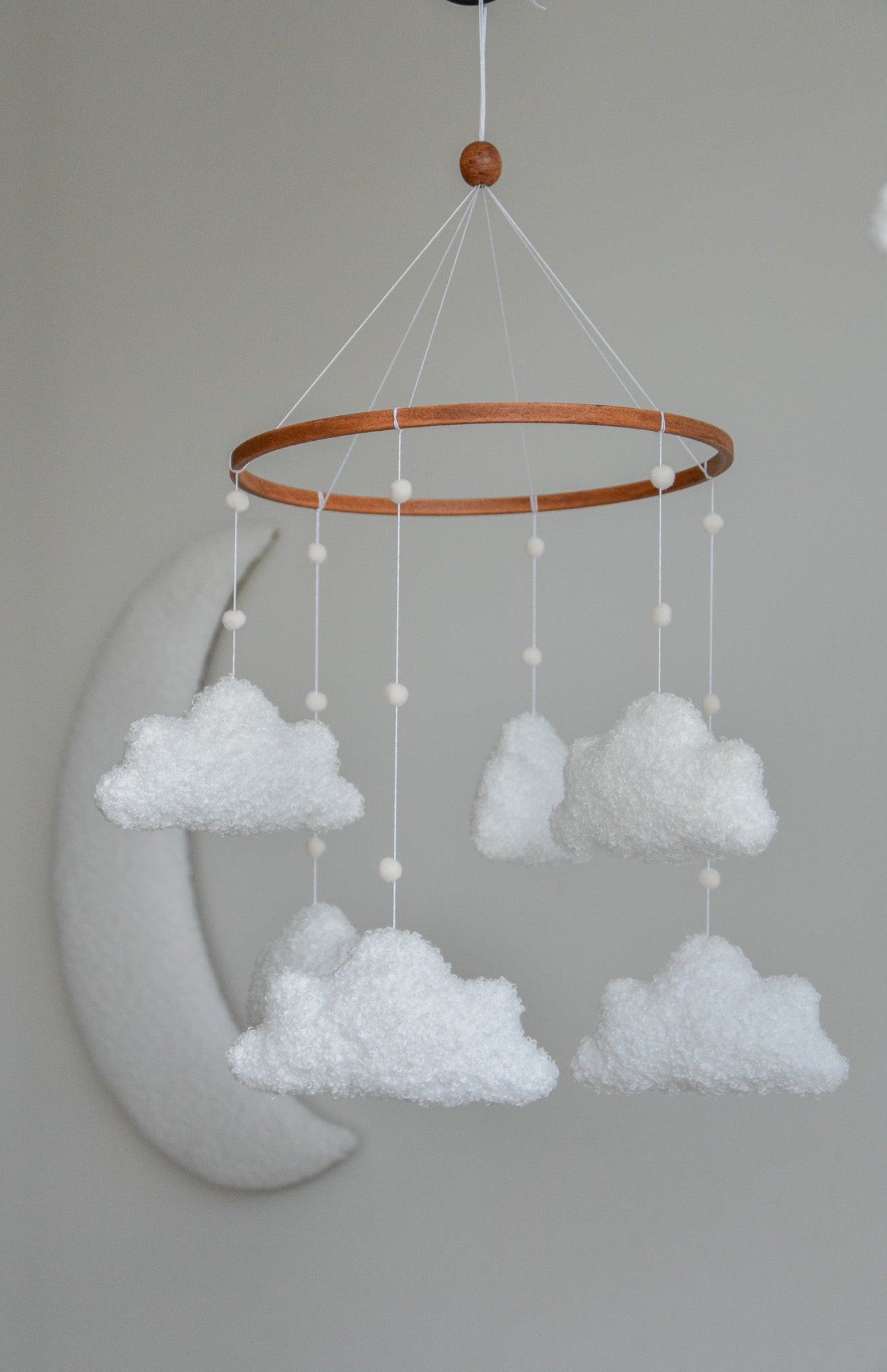 Boucle handmade clouds baby mobile