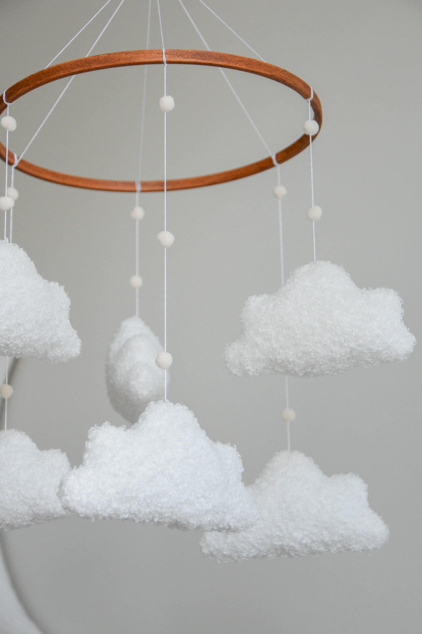 Boucle handmade clouds baby mobile