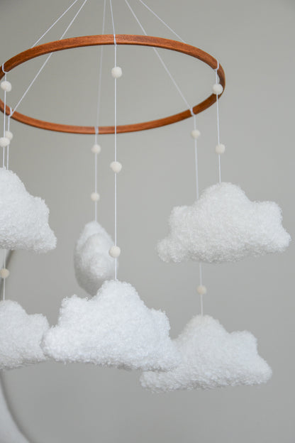 Boucle handmade clouds baby mobile