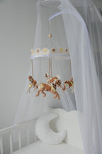 Vintage Horse Carousel Baby Mobile – Handmade Felt Crib Mobile