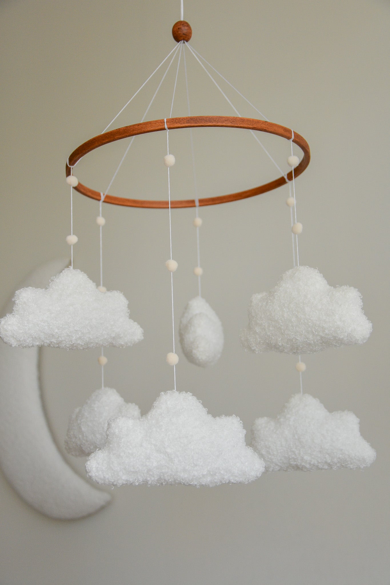 Boucle handmade clouds baby mobile