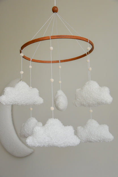 Boucle handmade clouds baby mobile