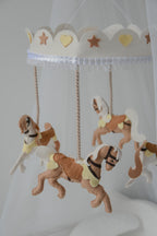 Vintage Horse Carousel Baby Mobile – Handmade Felt Crib Mobile